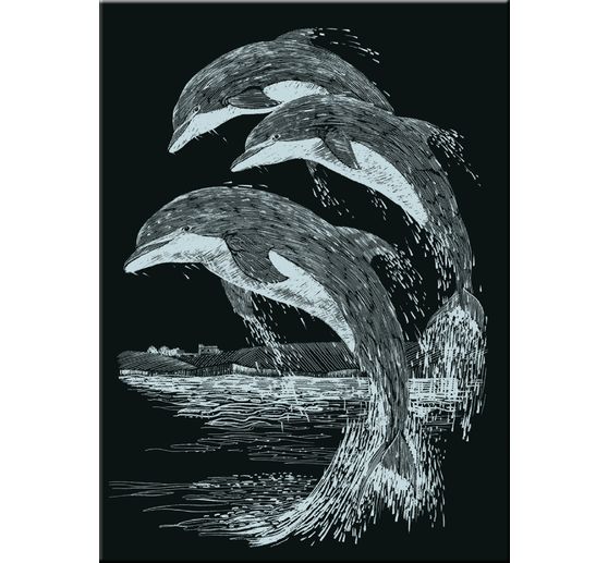 Scratch paintings "Permanent calendar animals", Silver, 6 motifs, 10.5 x 14.5 cm