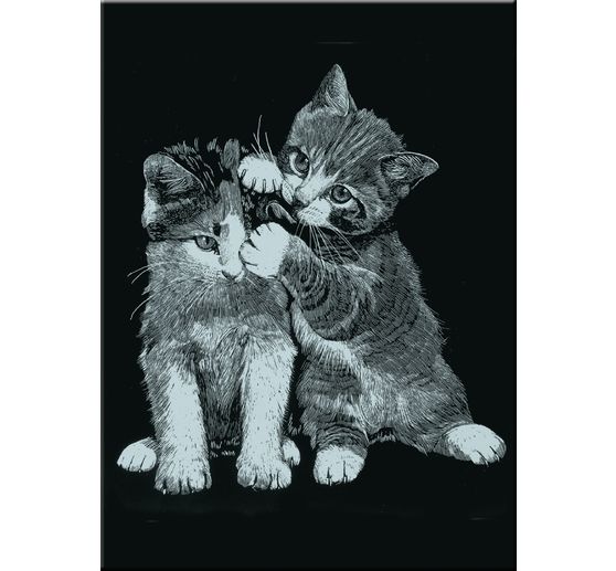 Scratch paintings "Permanent calendar animals", Silver, 6 motifs, 10.5 x 14.5 cm