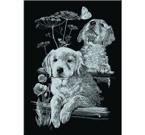 Scratch paintings "Permanent calendar animals", Silver, 6 motifs, 10.5 x 14.5 cm