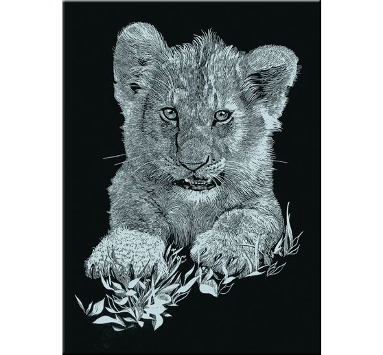Scratch paintings "Permanent calendar animals", Silver, 6 motifs, 10.5 x 14.5 cm
