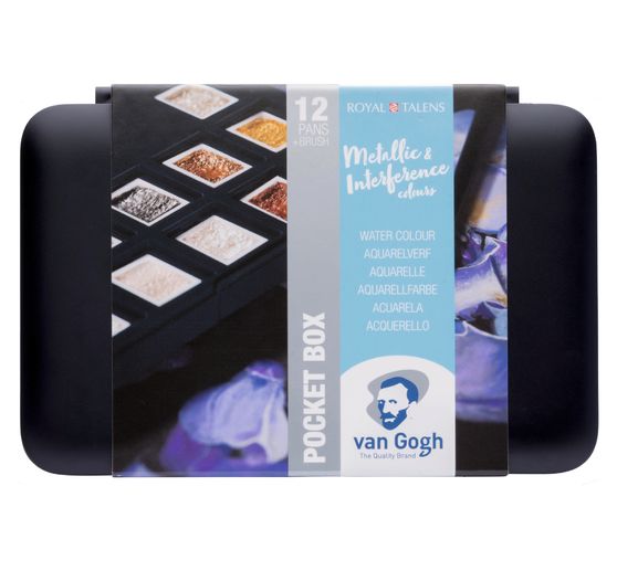 Van Gogh Watercolour pocket box 12 bowls, Metallic-Colours