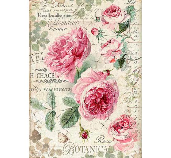 Motiv-Strohseide "English Roses", DIN A4