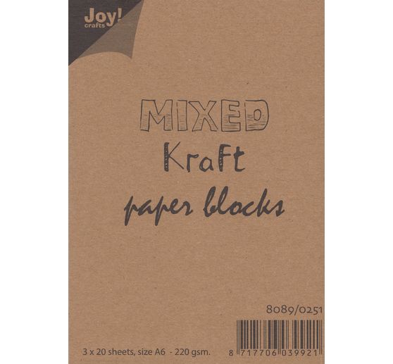 Kraftpapier-Block "Mixed", 3 x 20 Blatt