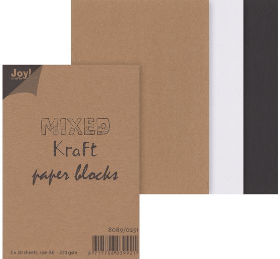 Kraftpapier-Block "Mixed", 3 x 20 Blatt