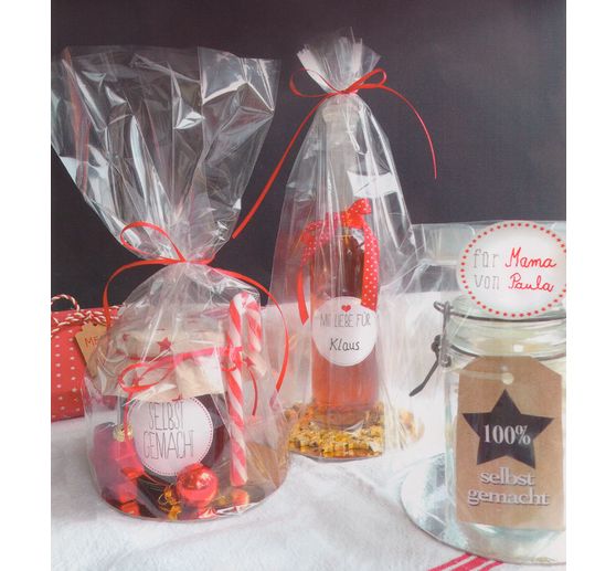 Transparent bag with bottom carton
