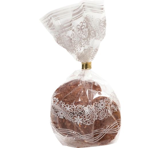 Zellglas-Beutel mit weißem Spitzendruck, 10 Stück